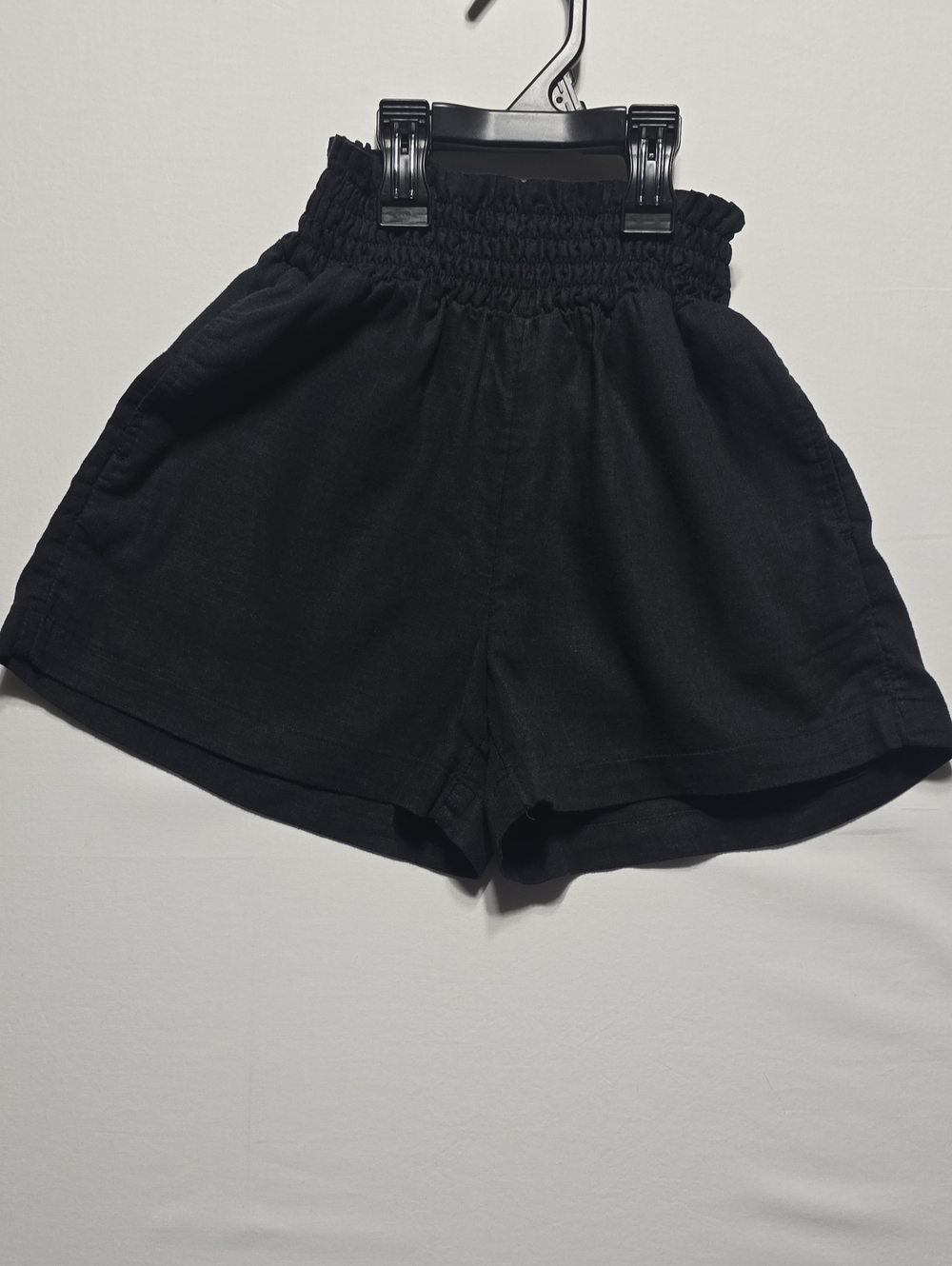 wonder nation - Girls Shorts -Black High-Waist Smocked Lounge - Size Medium
